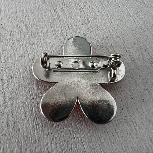 Amber Orange Floral Brooch Pin Rhinestone Flower Metallic Retro Statement - Picture 12 of 16